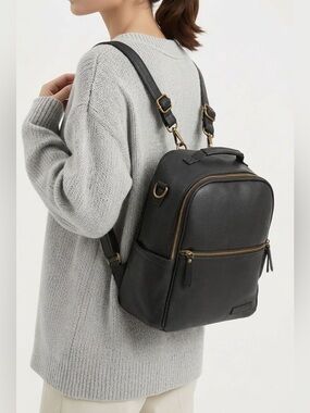 NWT Bodomint The Joni Backpack - Black Vegan Leather Shoulder Bag